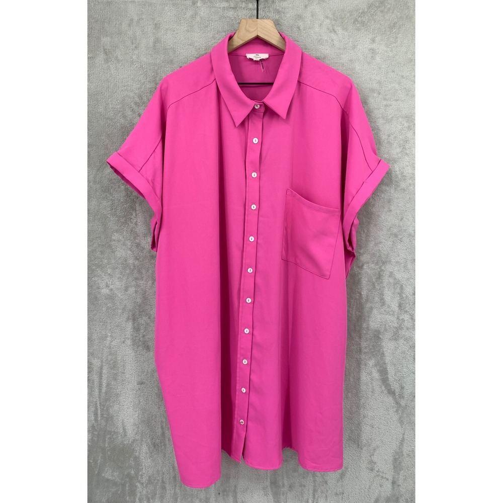 Entro Dress Womens 2X Pink Solid Short Sleeve Colorful Party‎ Beach Wedding